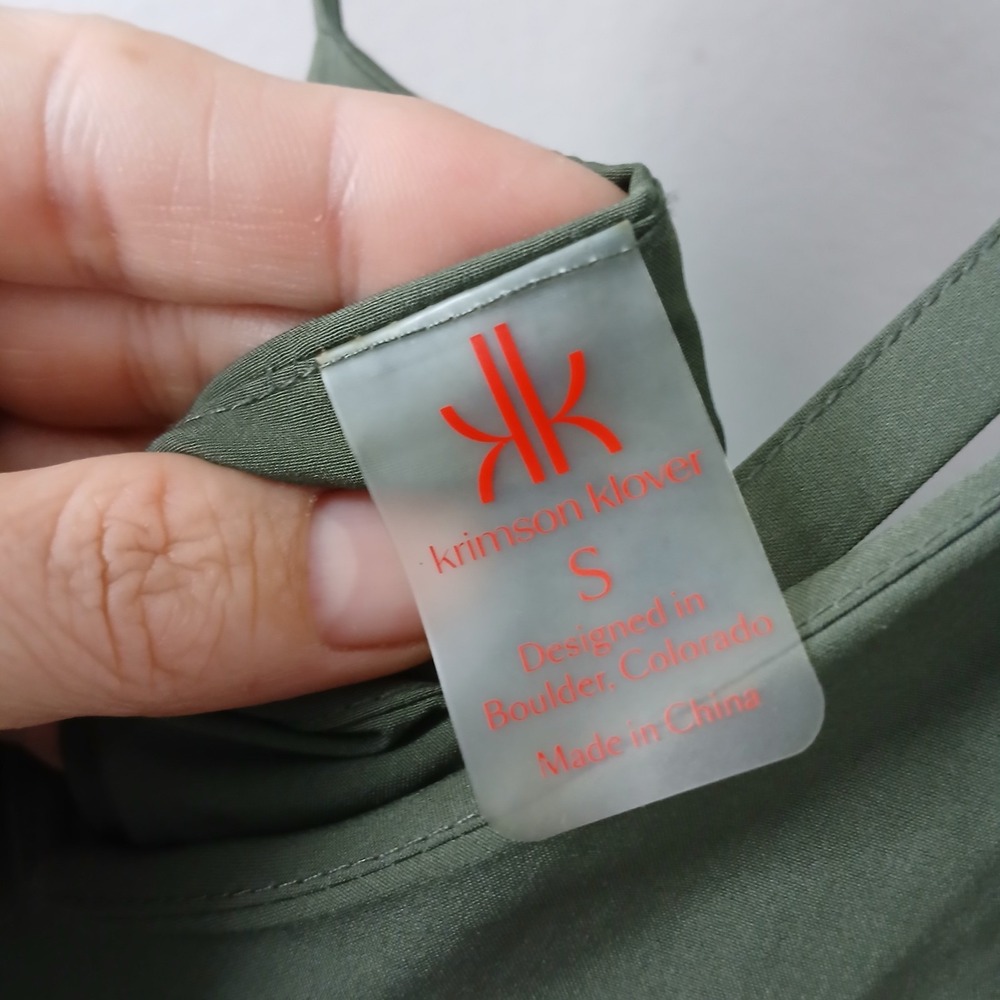 Krimson Klover Size Small Stella Dress‎ Olive Green Handkerchief Hem Sleeveless - Picture 8 of 15
